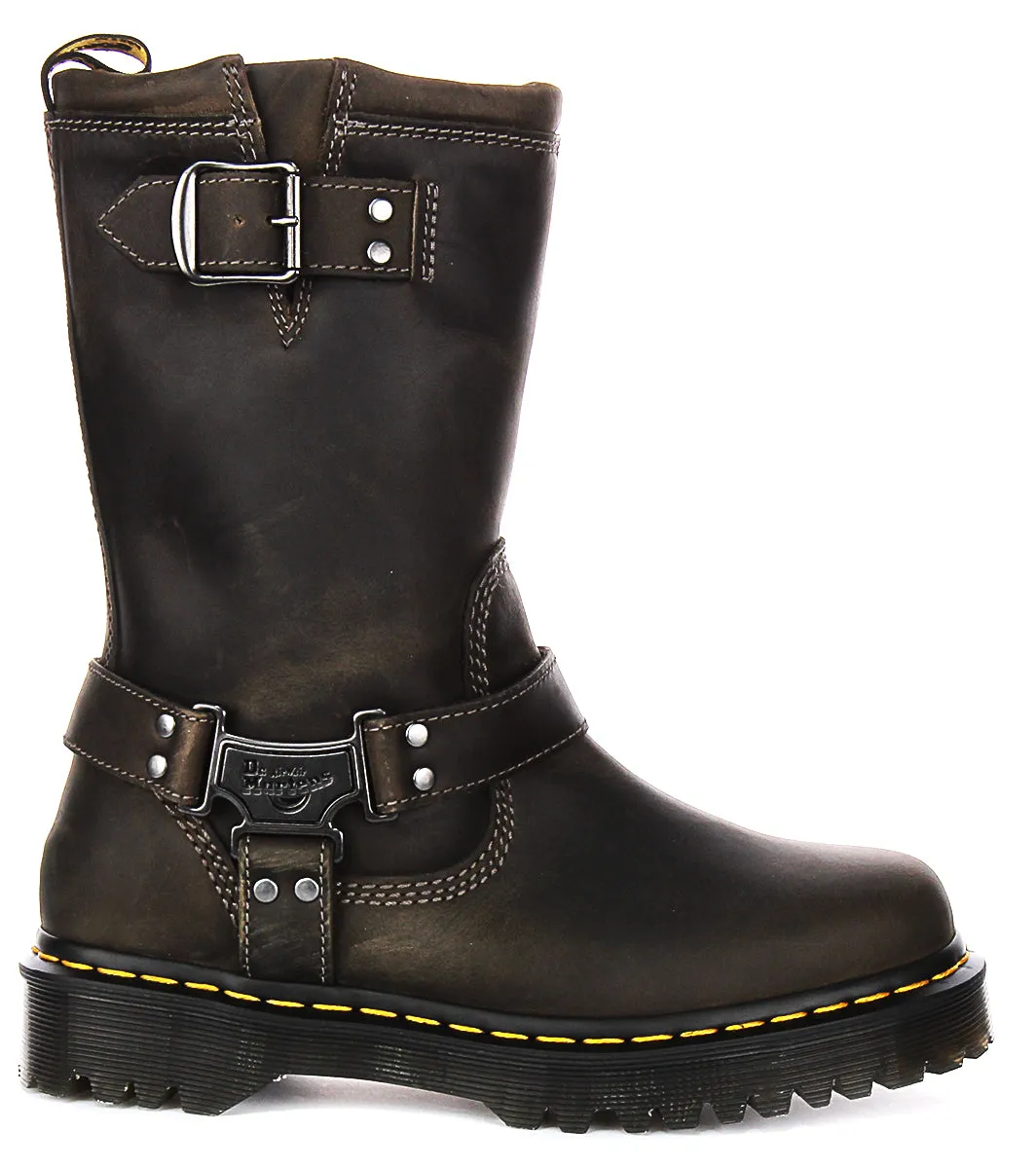 Dr Martens Anistone Hi Biker Boots In Grey Shoes Dr Martens