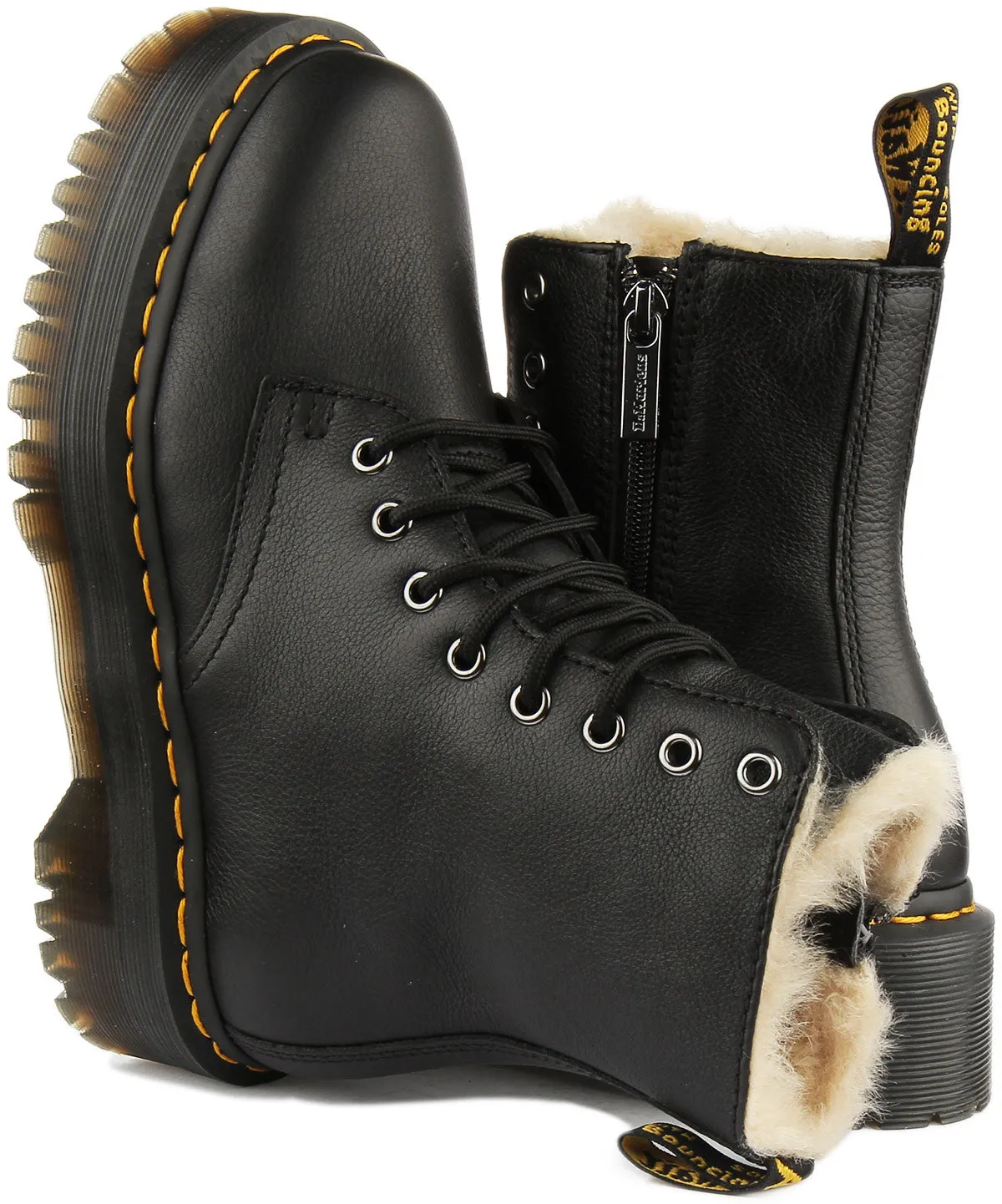 Dr Martens Jadon Fur Boots In Black For Women Shoes Dr Martens