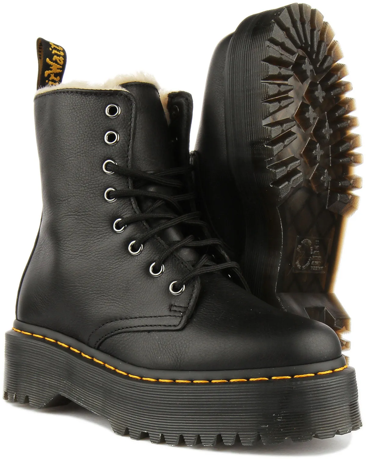 Dr Martens Jadon Fur Boots In Black For Women Shoes Dr Martens