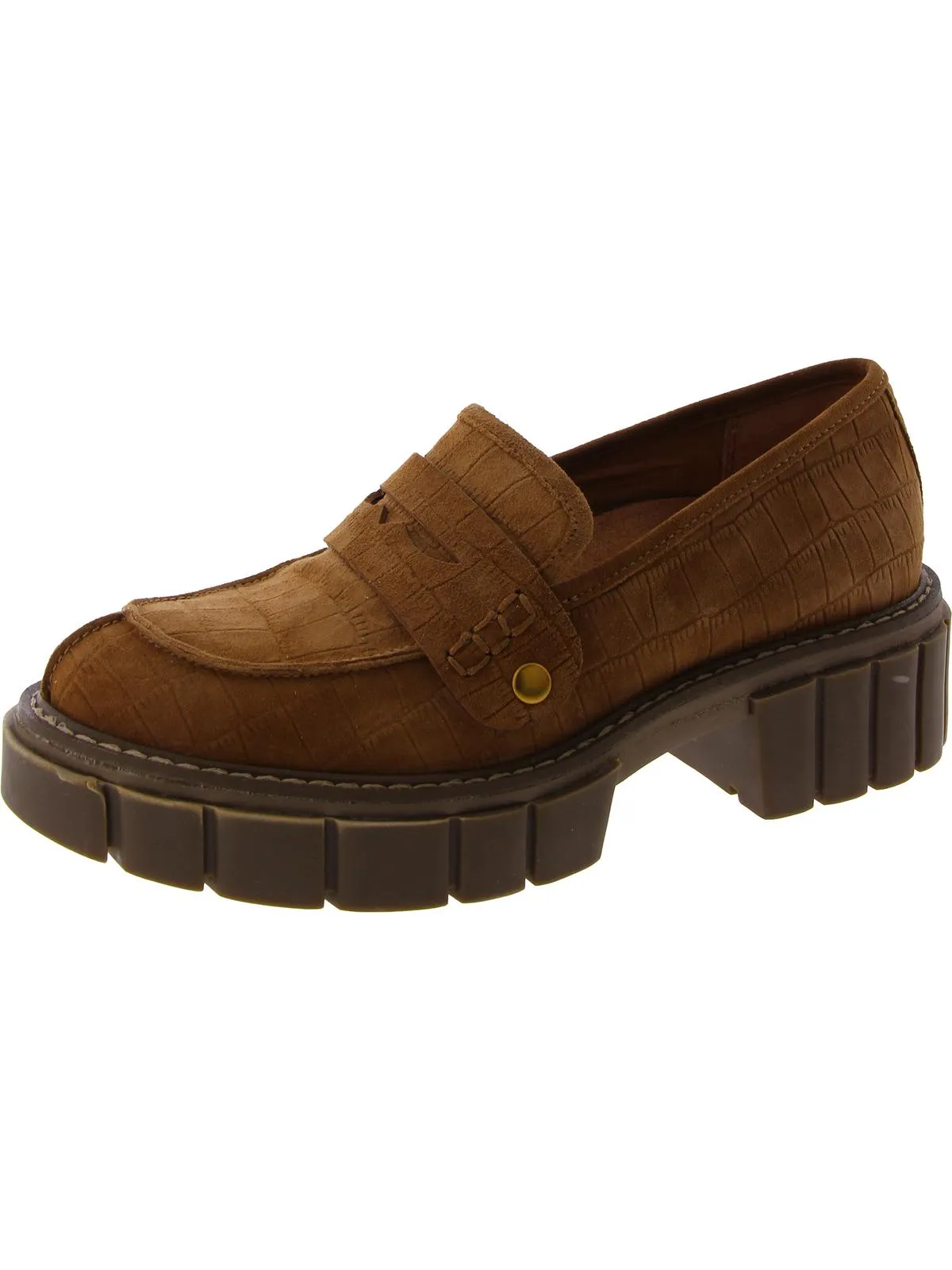 Elodie Womens Leather Lug Sole Loafers
