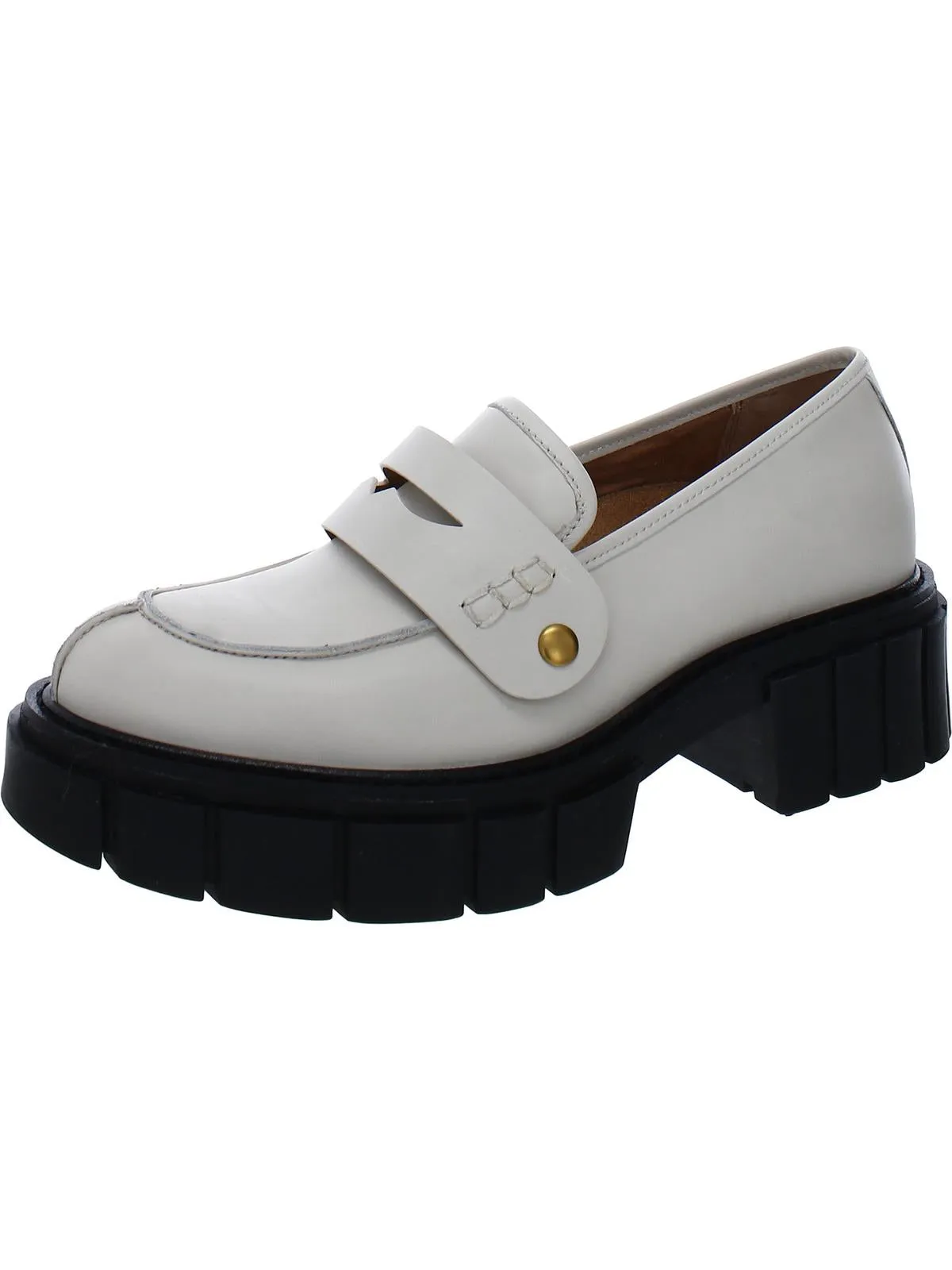 Elodie Womens Leather Lug Sole Loafers