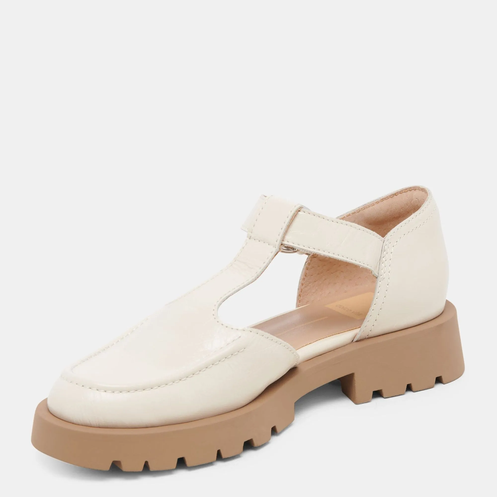 Emilio Flats Cream Crinkle Patent Leather