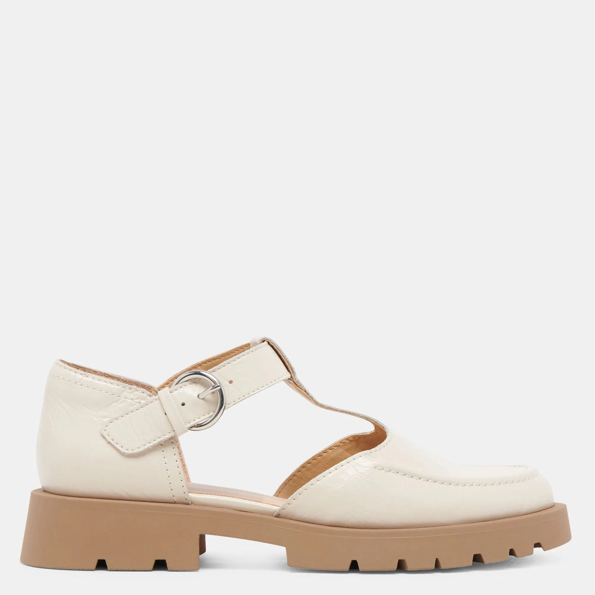 Emilio Flats Cream Crinkle Patent Leather