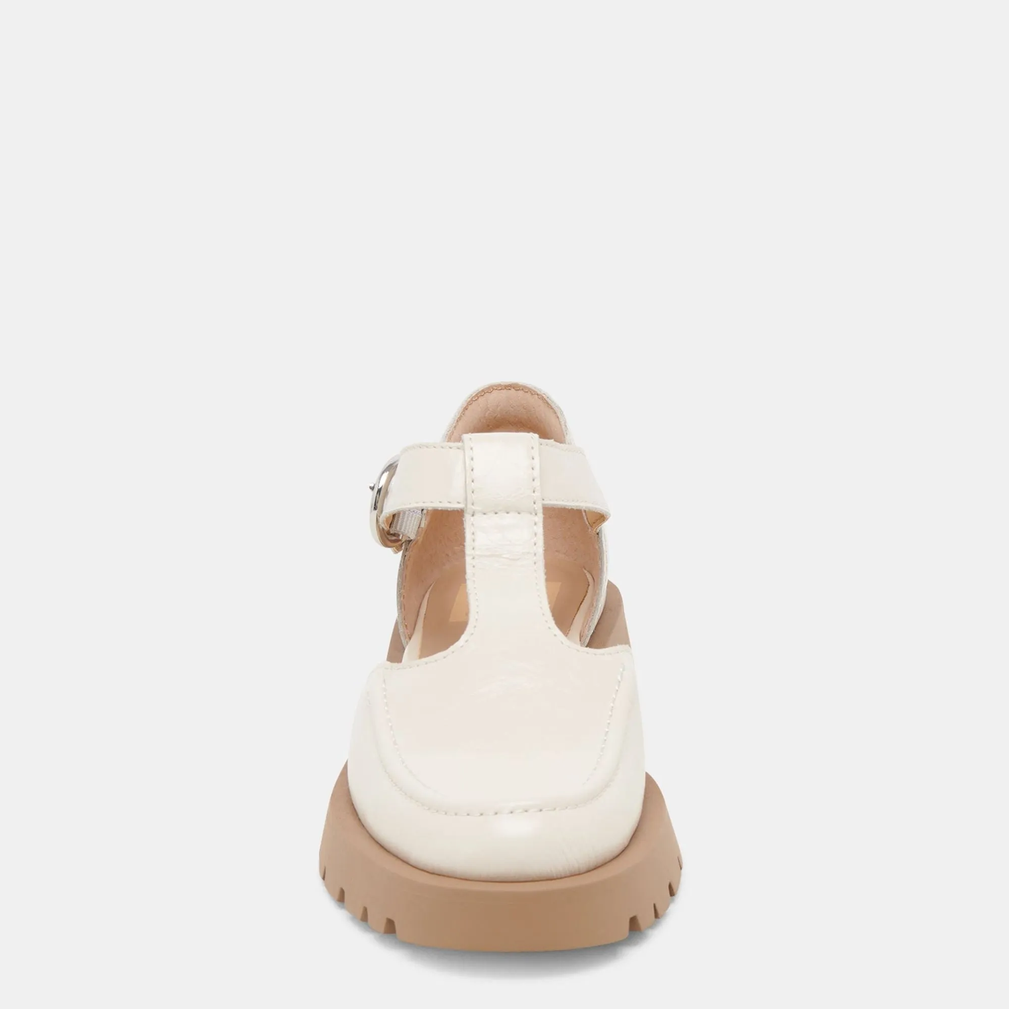 Emilio Flats Cream Crinkle Patent Leather