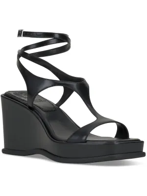 Fetemee Womens Leather Slip On Wedge Sandals