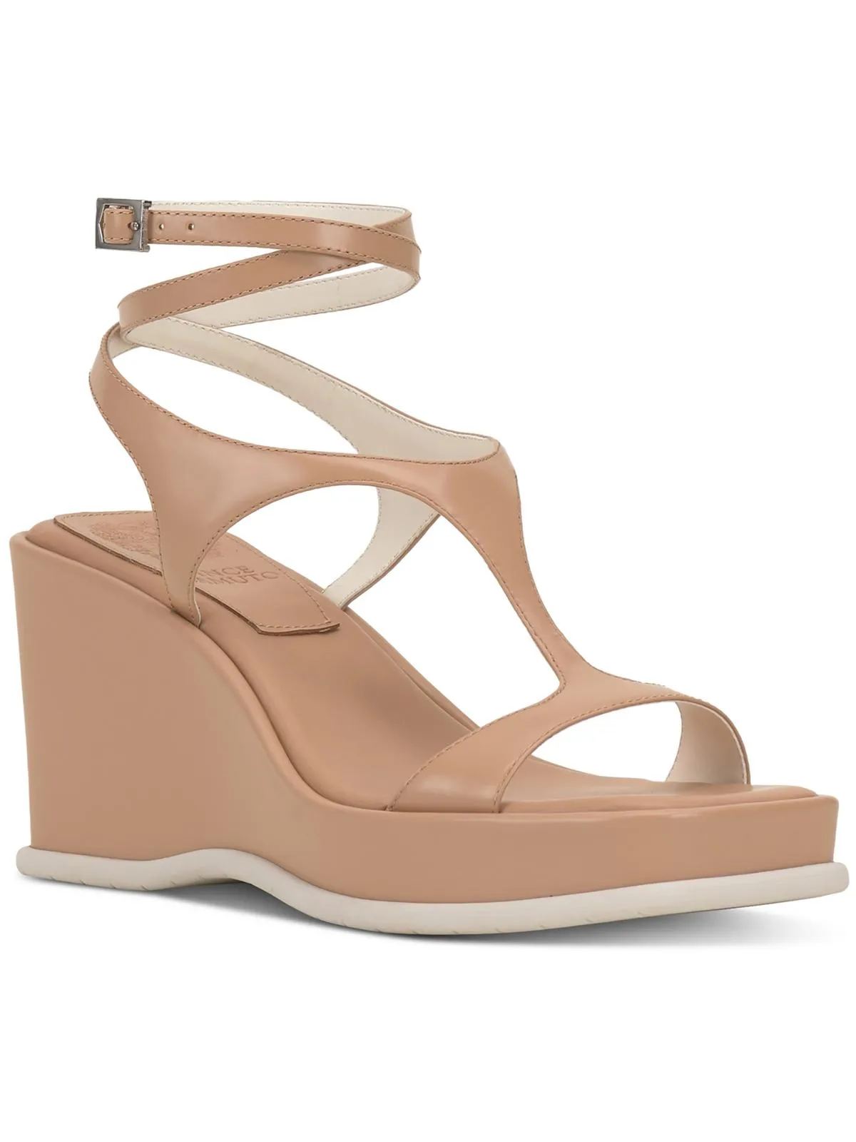 Fetemee Womens Leather Slip On Wedge Sandals