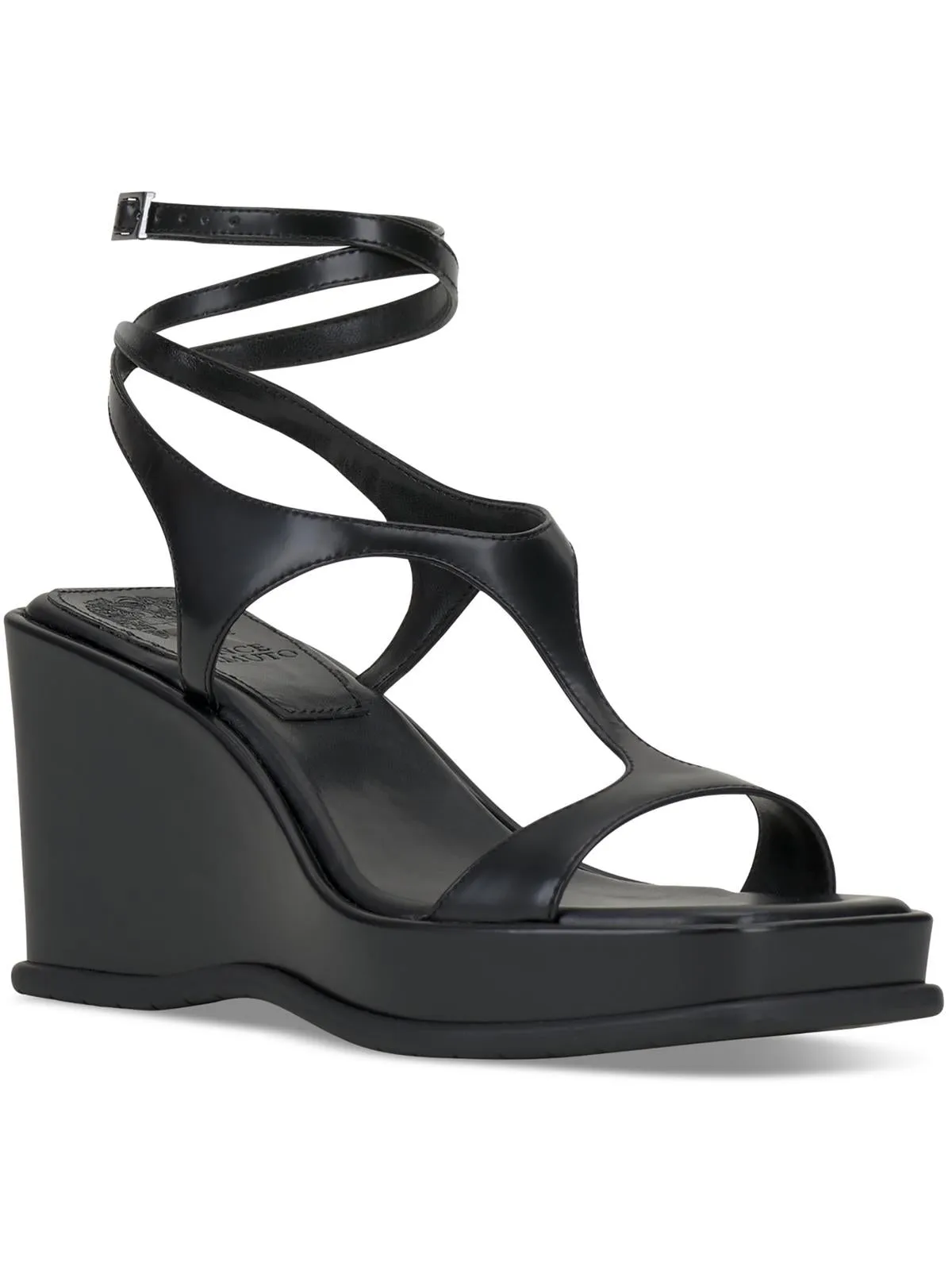 Fetemee Womens Leather Slip On Wedge Sandals