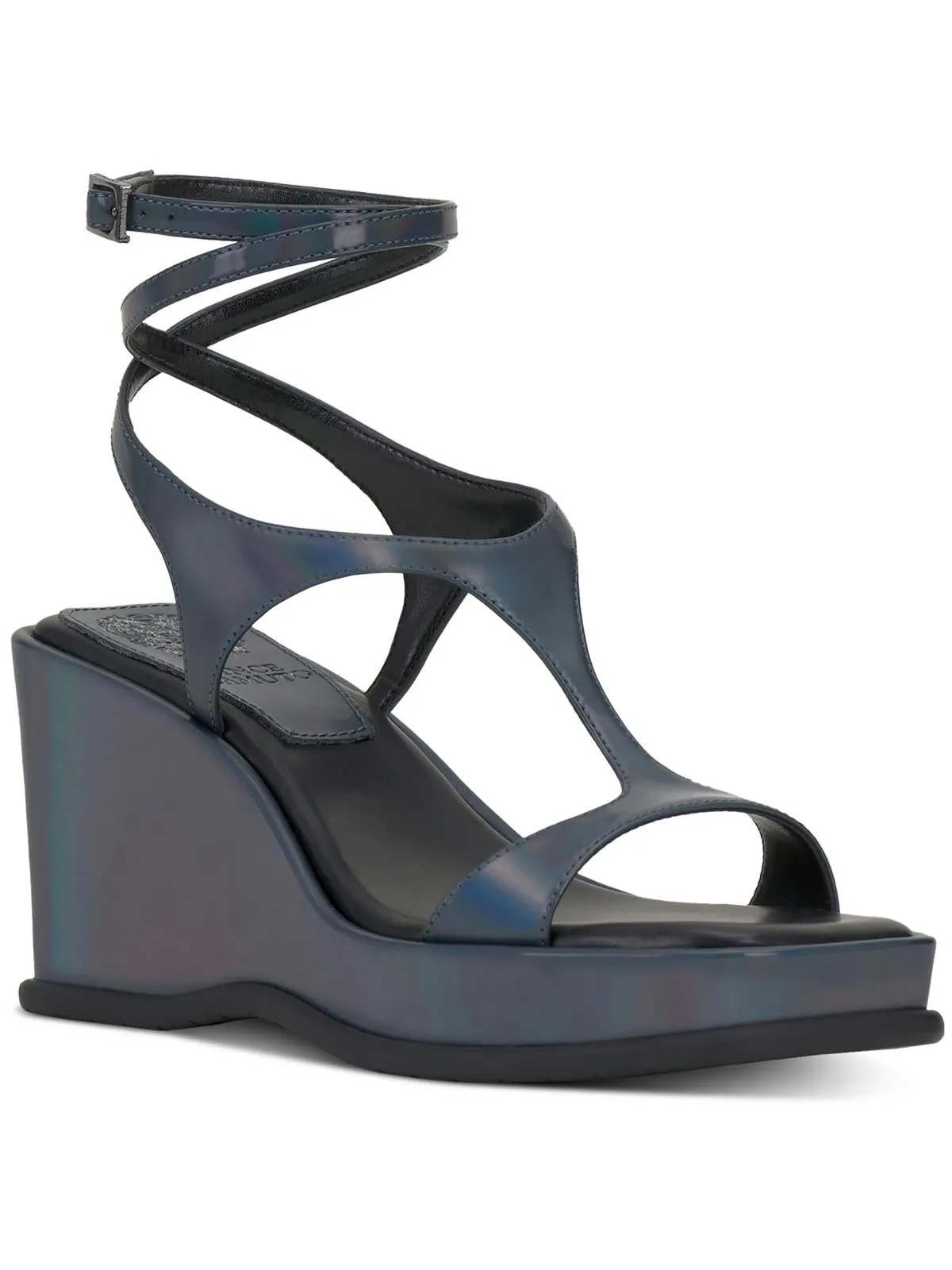 Fetemee Womens Leather Slip On Wedge Sandals