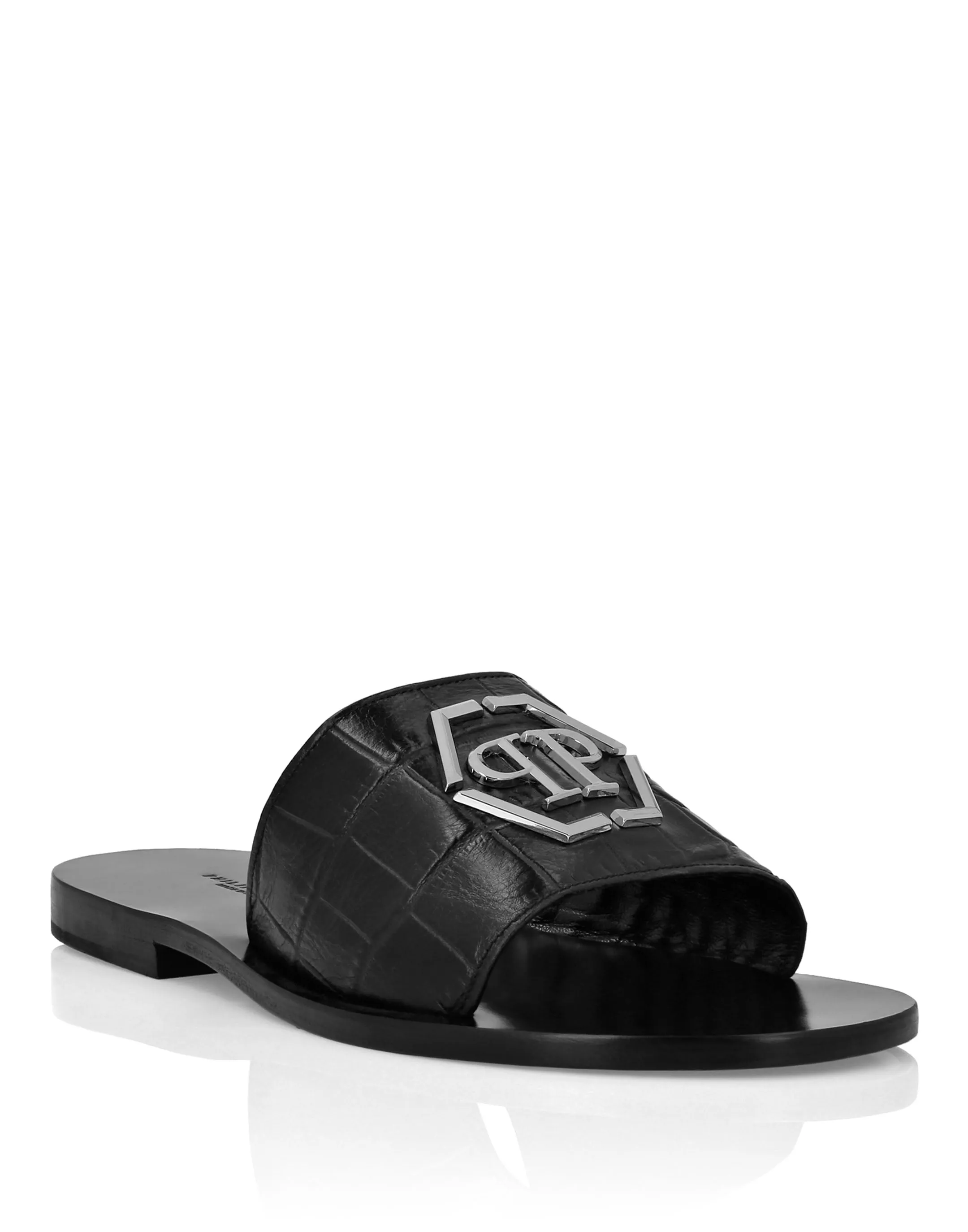 Flat Crocco Printed Sandals