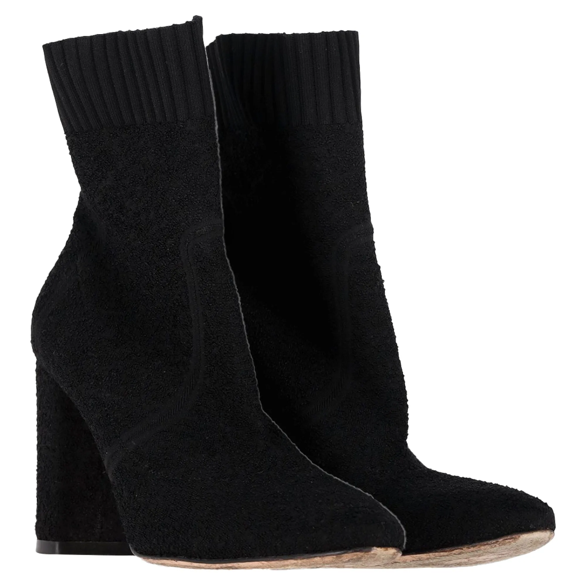 Gianvito Rossi Isa 85 Stretch Boucle Ankle Boots in Black Polyamide