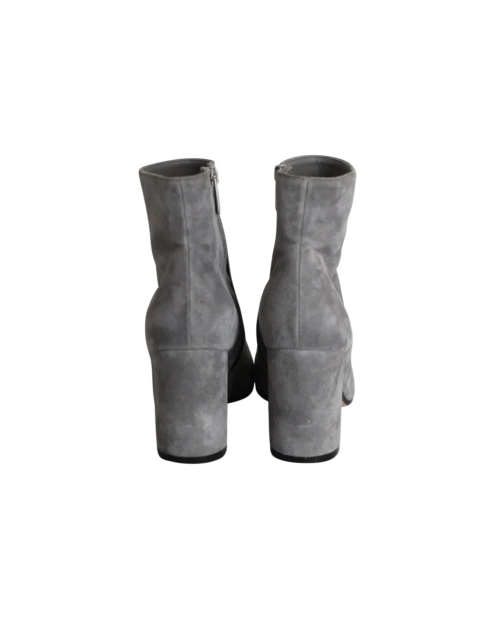 Gianvito Rossi Margaux Block-Heel Ankle Boots in Grey Suede
