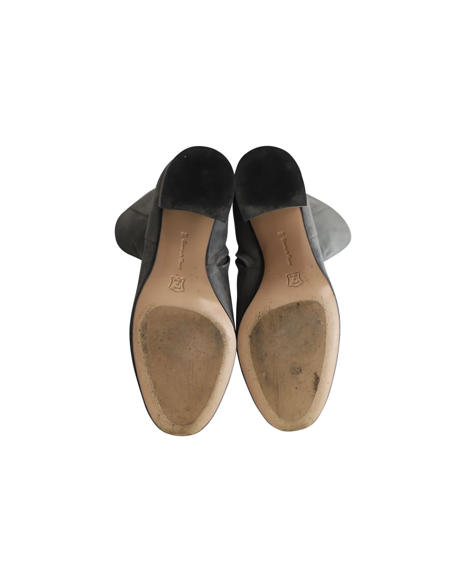 Gianvito Rossi Margaux Block-Heel Ankle Boots in Grey Suede