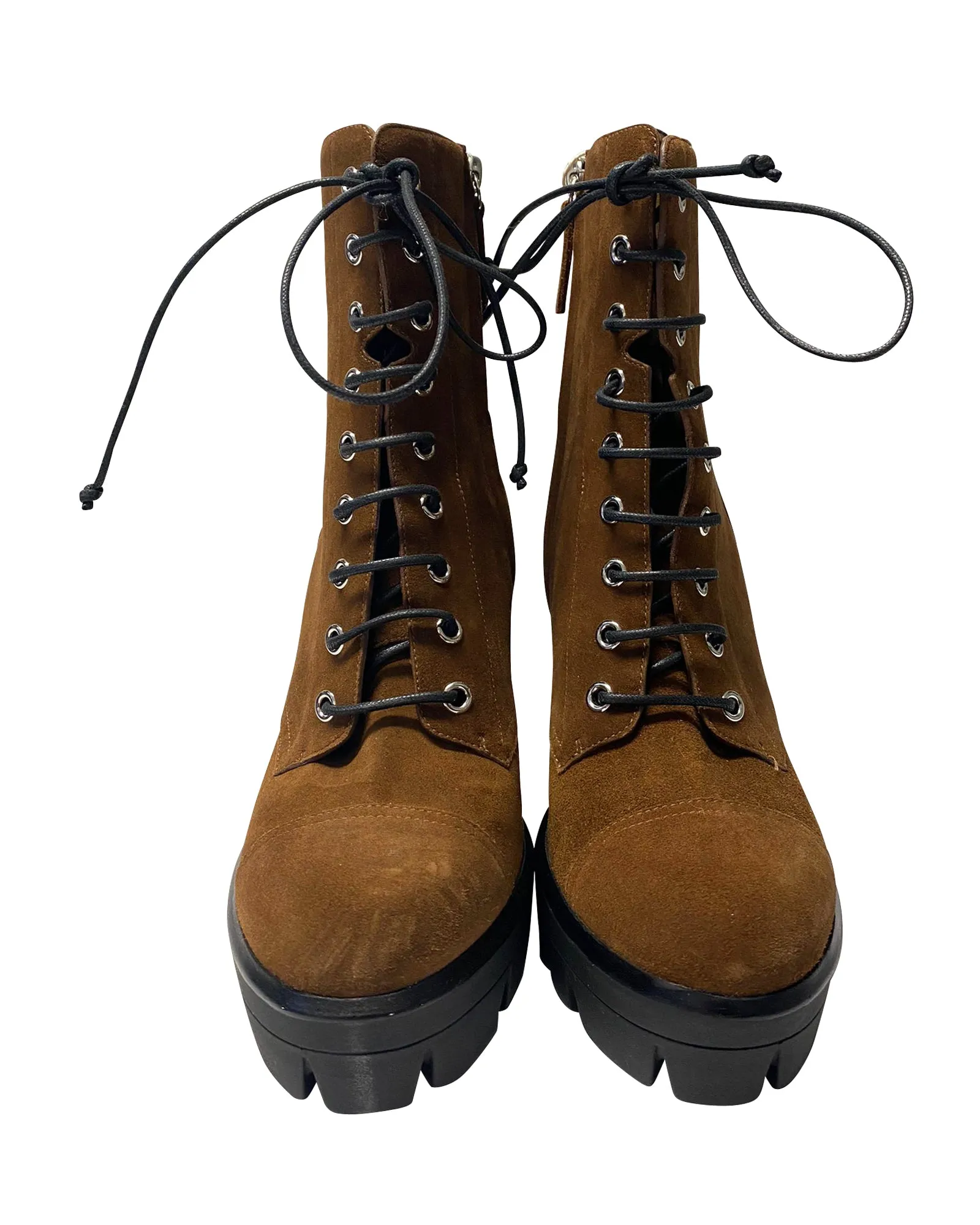 Giuseppe Zanotti Ankle Lace Up Boots in Brown Suede