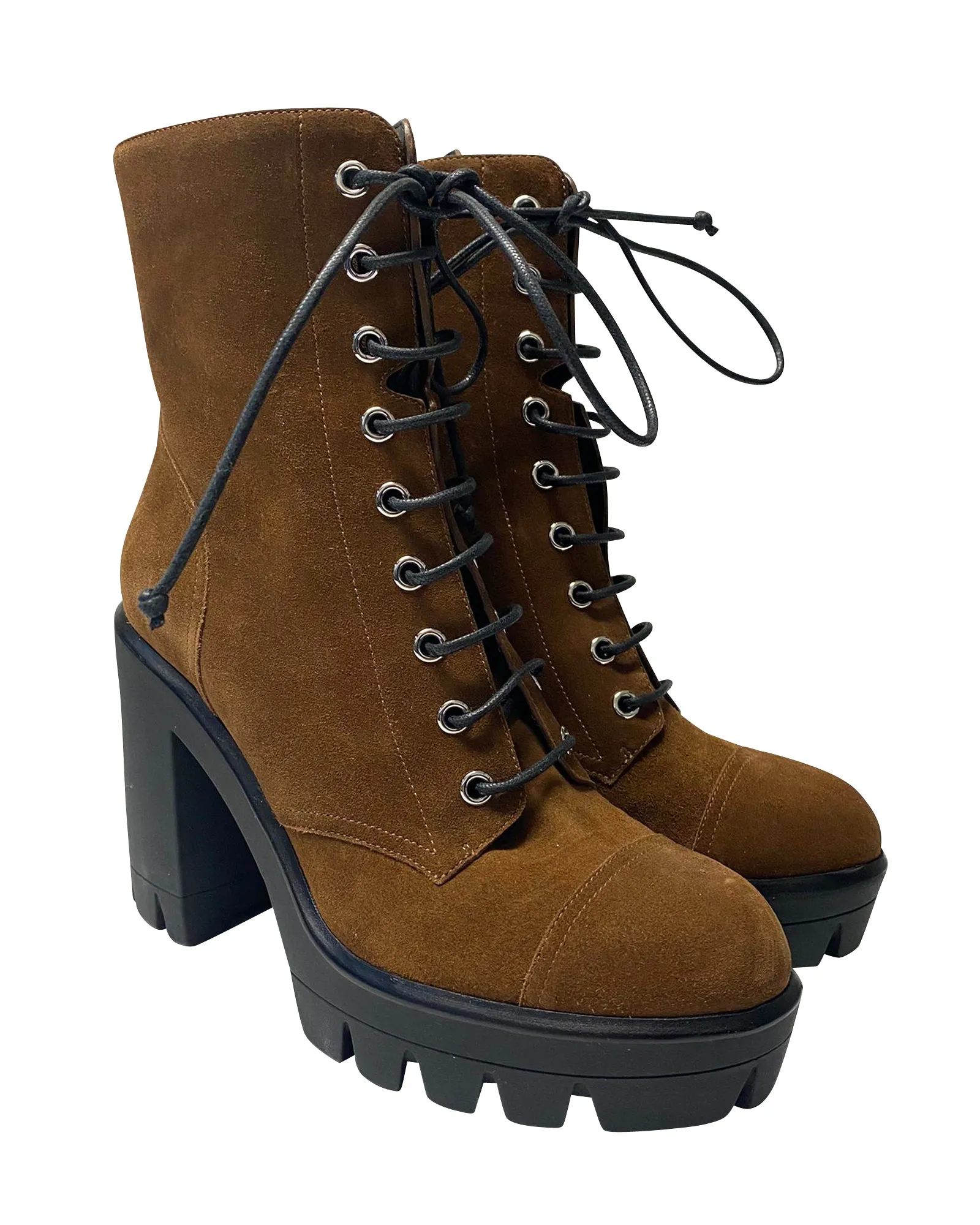 Giuseppe Zanotti Ankle Lace Up Boots in Brown Suede