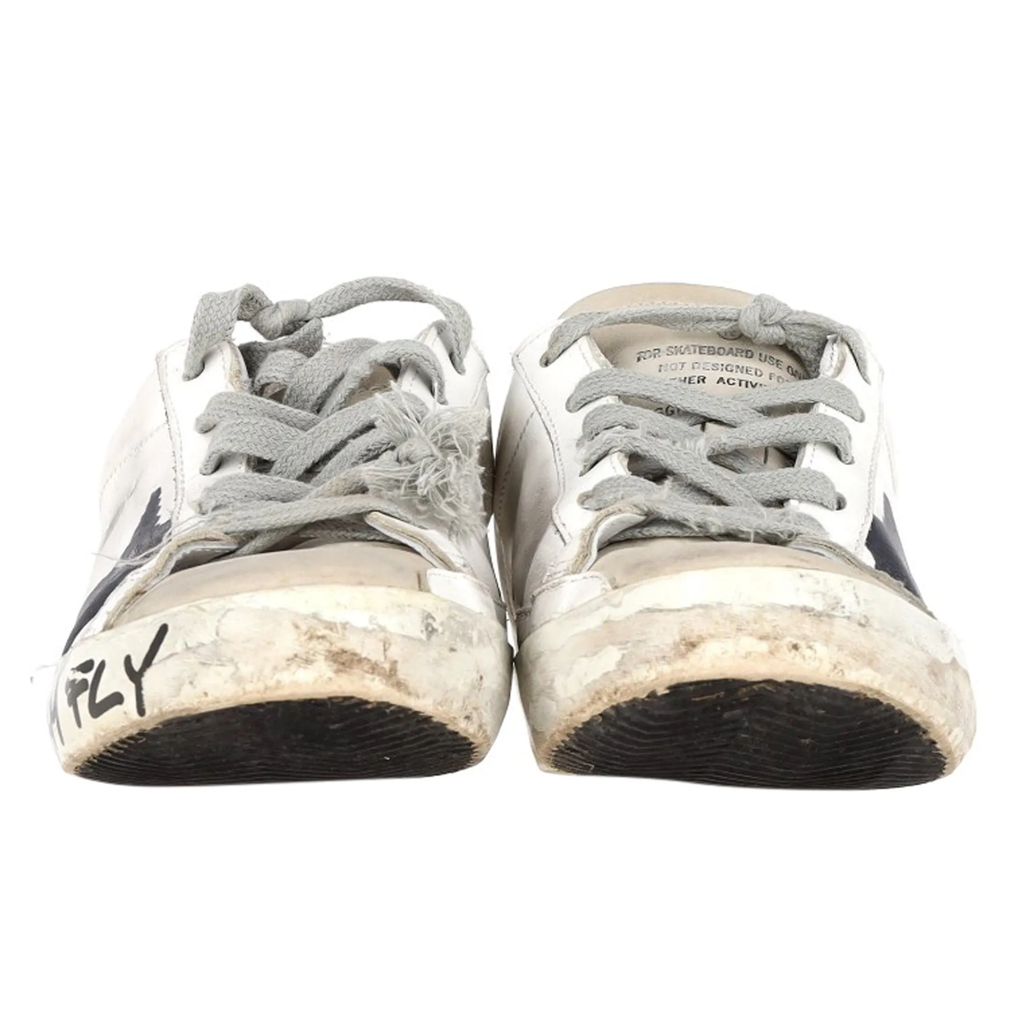 Golden Goose Super-Star "Let a Dream Fly" Lace-Up Sneakers in White Calfskin Leather