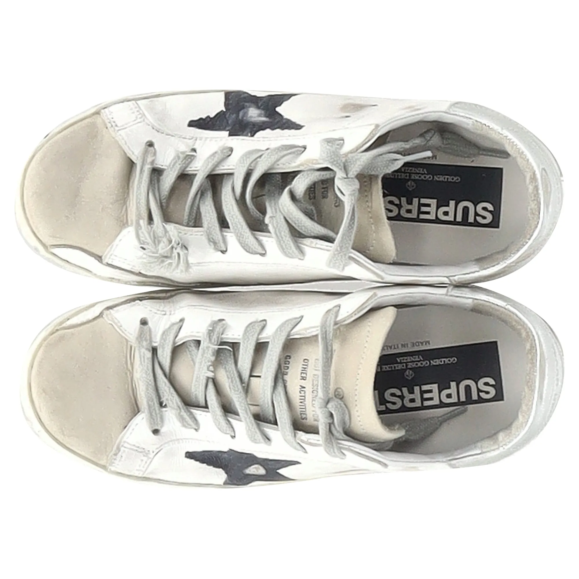 Golden Goose Super-Star "Let a Dream Fly" Lace-Up Sneakers in White Calfskin Leather
