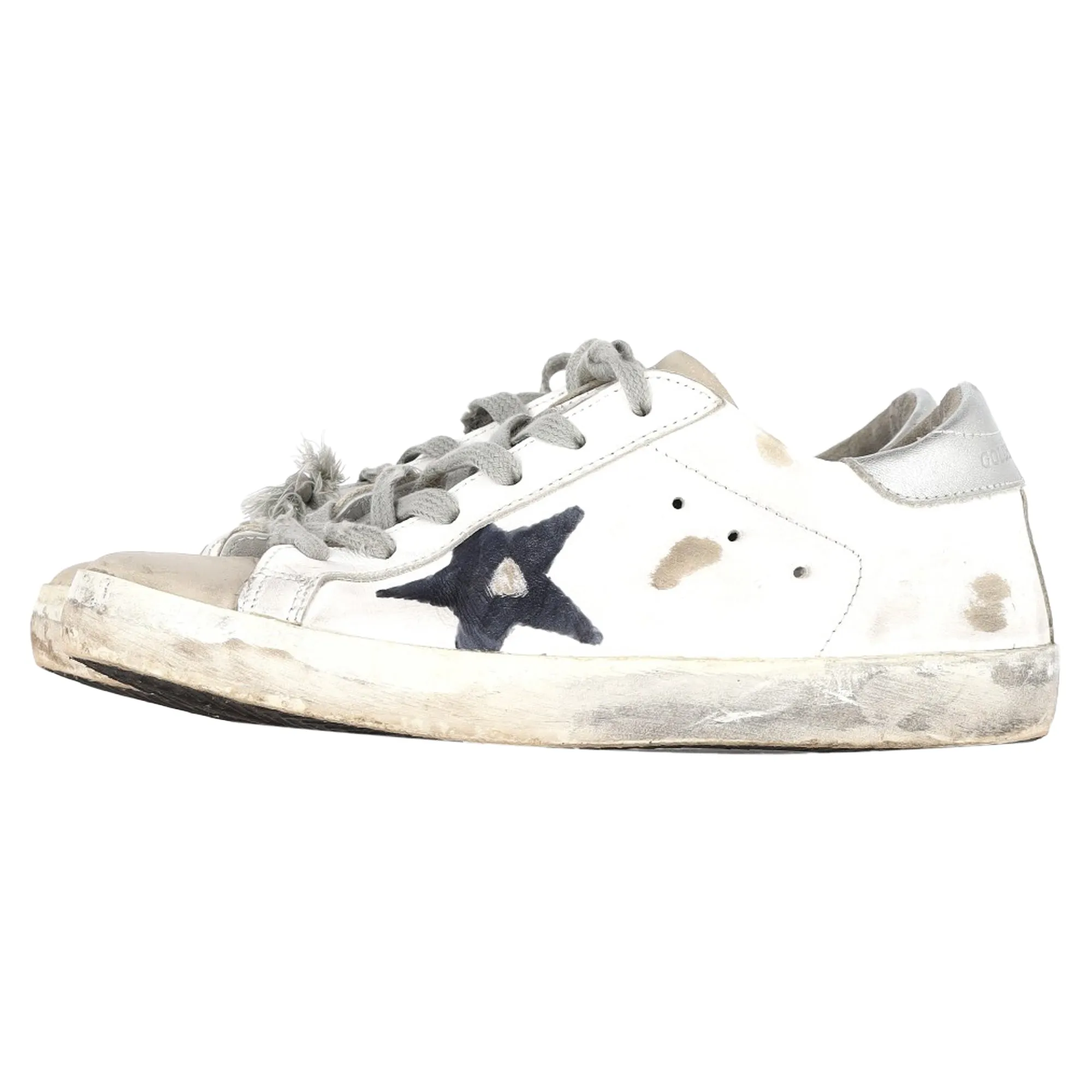 Golden Goose Super-Star "Let a Dream Fly" Lace-Up Sneakers in White Calfskin Leather