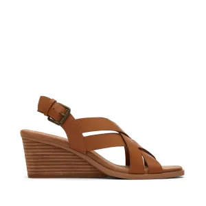 Gracie Tan Leather Wedge Sandal