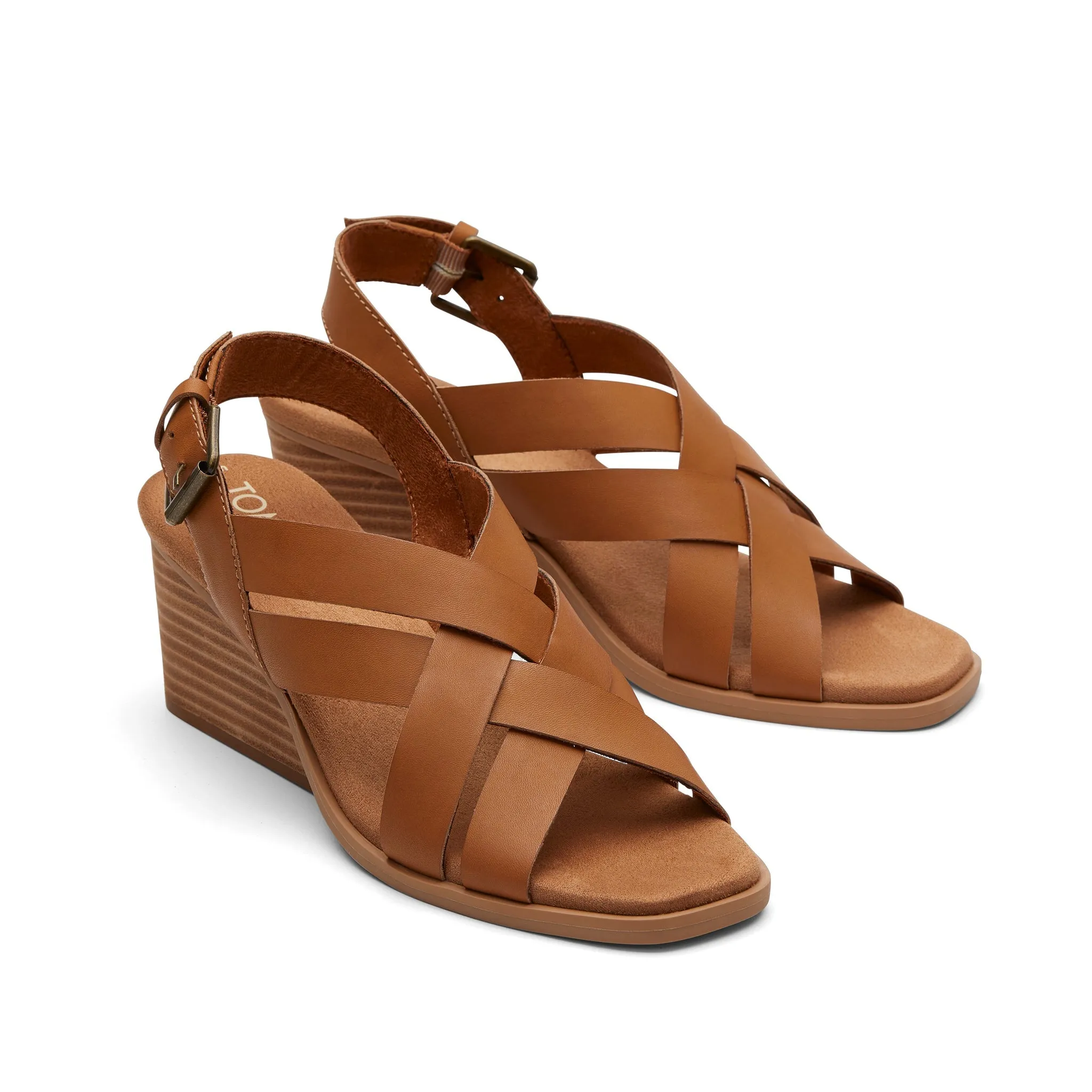 Gracie Tan Leather Wedge Sandal