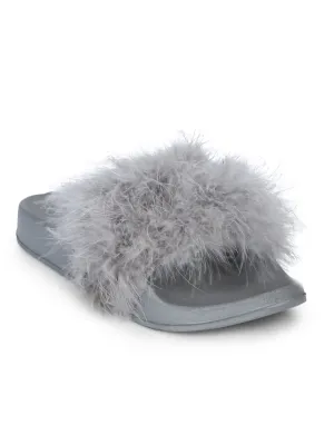 Grey Feather Slip-on Flats