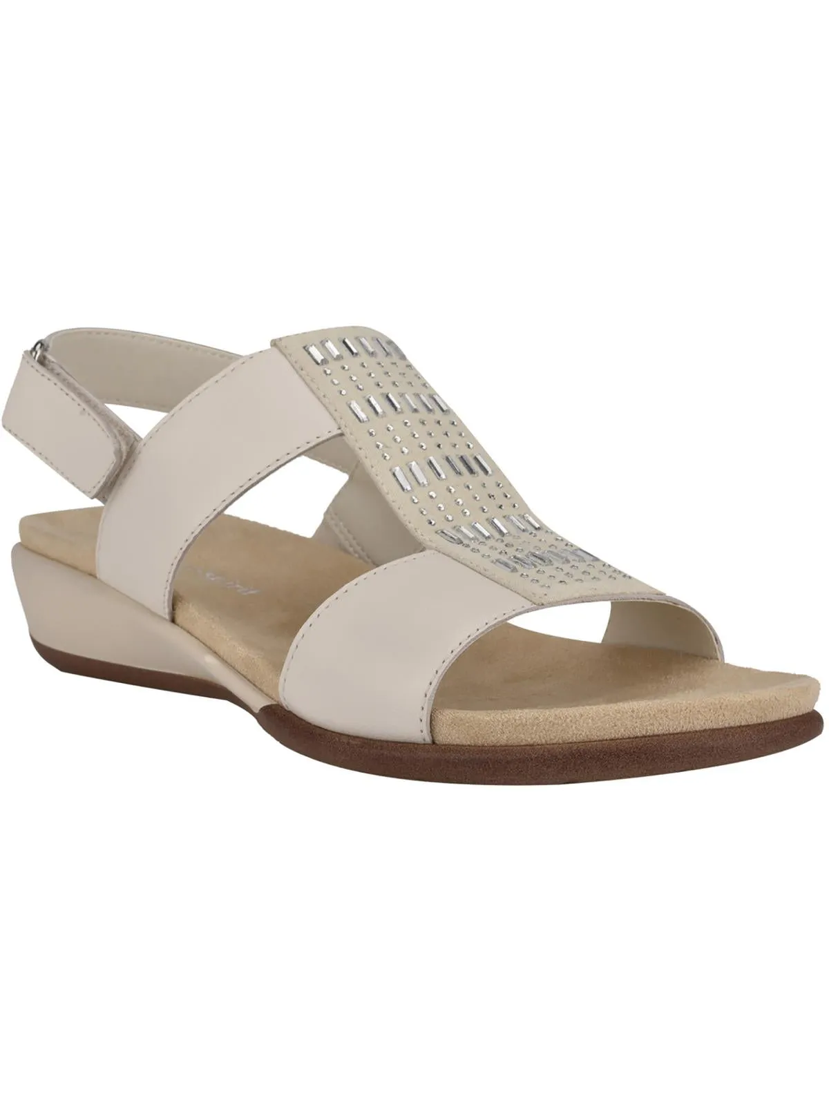 Hazel Womens Leather Adjustable Flat Sandals