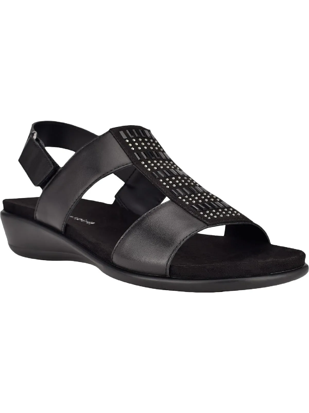 Hazel Womens Leather Adjustable Flat Sandals