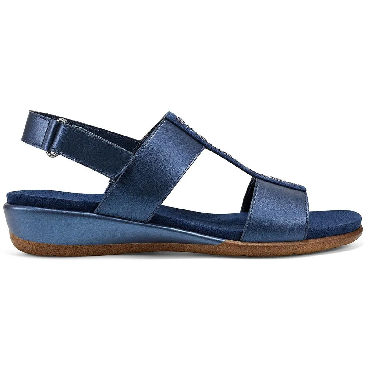 Hazel Womens Leather Adjustable Flat Sandals