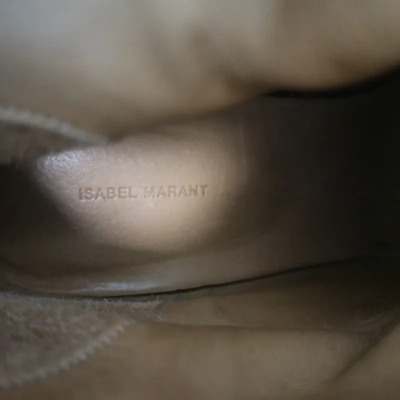 Isabel Marant Crisi Ankle Boots Taupe Gray Suede Size 38 Hidden Wedge Booties