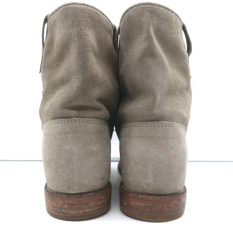 Isabel Marant Crisi Ankle Boots Taupe Gray Suede Size 38 Hidden Wedge Booties