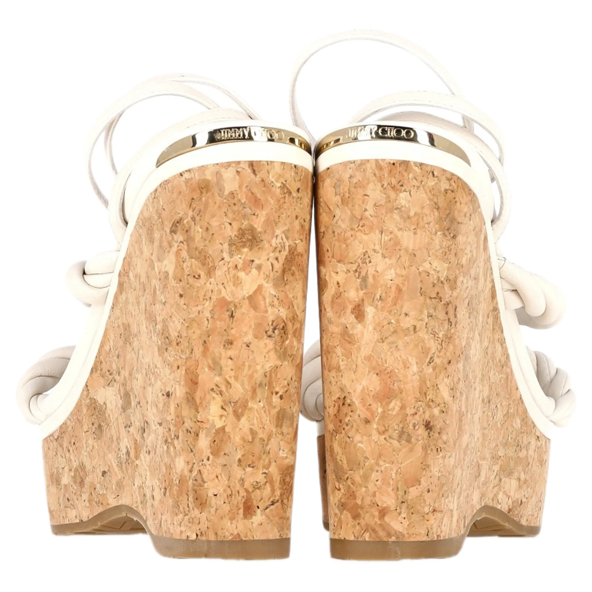 Jimmy Choo Diosa Wedge Rope Strap Sandals in White Leather