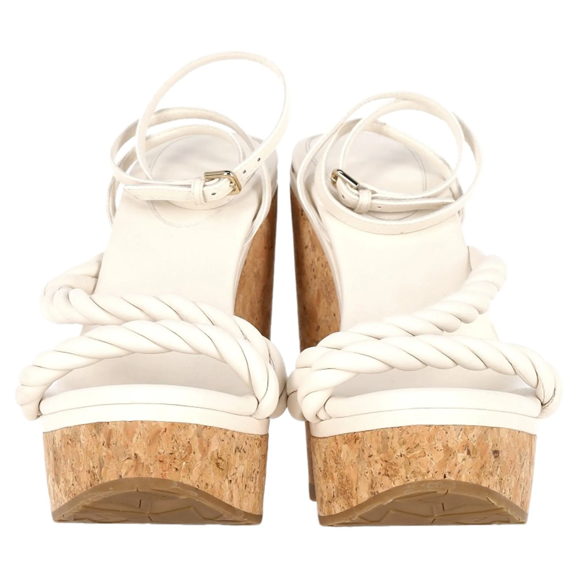 Jimmy Choo Diosa Wedge Rope Strap Sandals in White Leather
