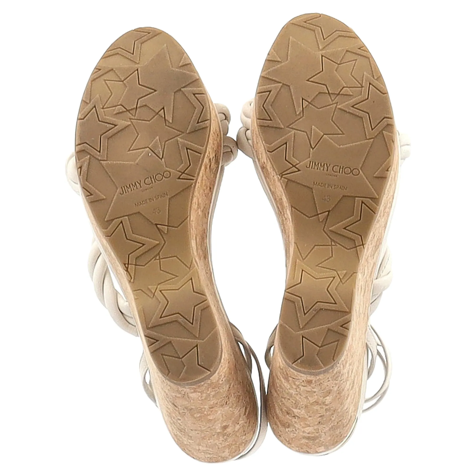 Jimmy Choo Diosa Wedge Rope Strap Sandals in White Leather