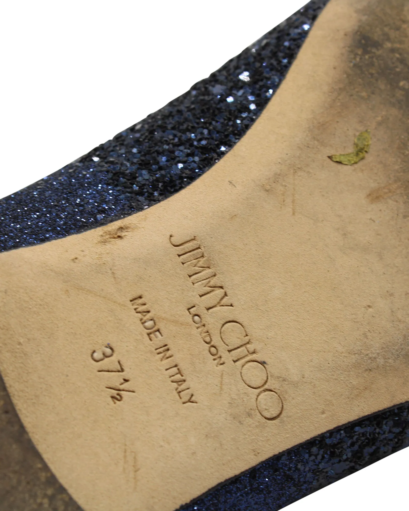 Jimmy Choo Glitter Love Pointed Ballet Flats in Blue Leather