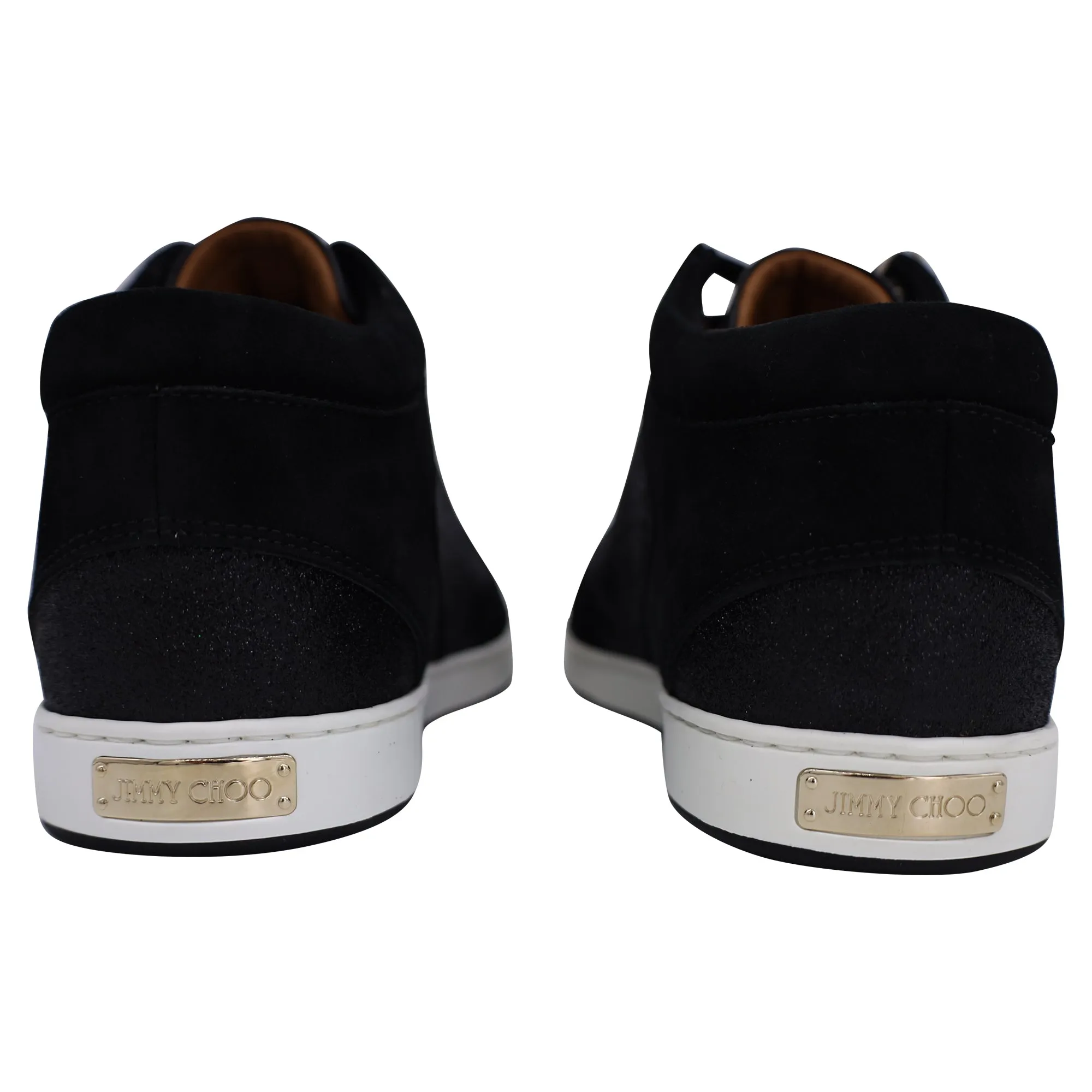 Jimmy Choo Miami Glitter-Paneled Sneakers in Black Suede