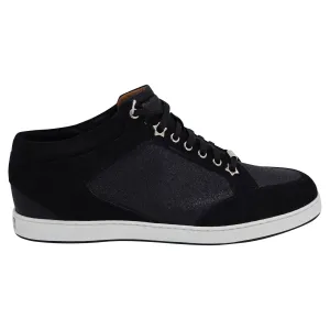 Jimmy Choo Miami Glitter-Paneled Sneakers in Black Suede