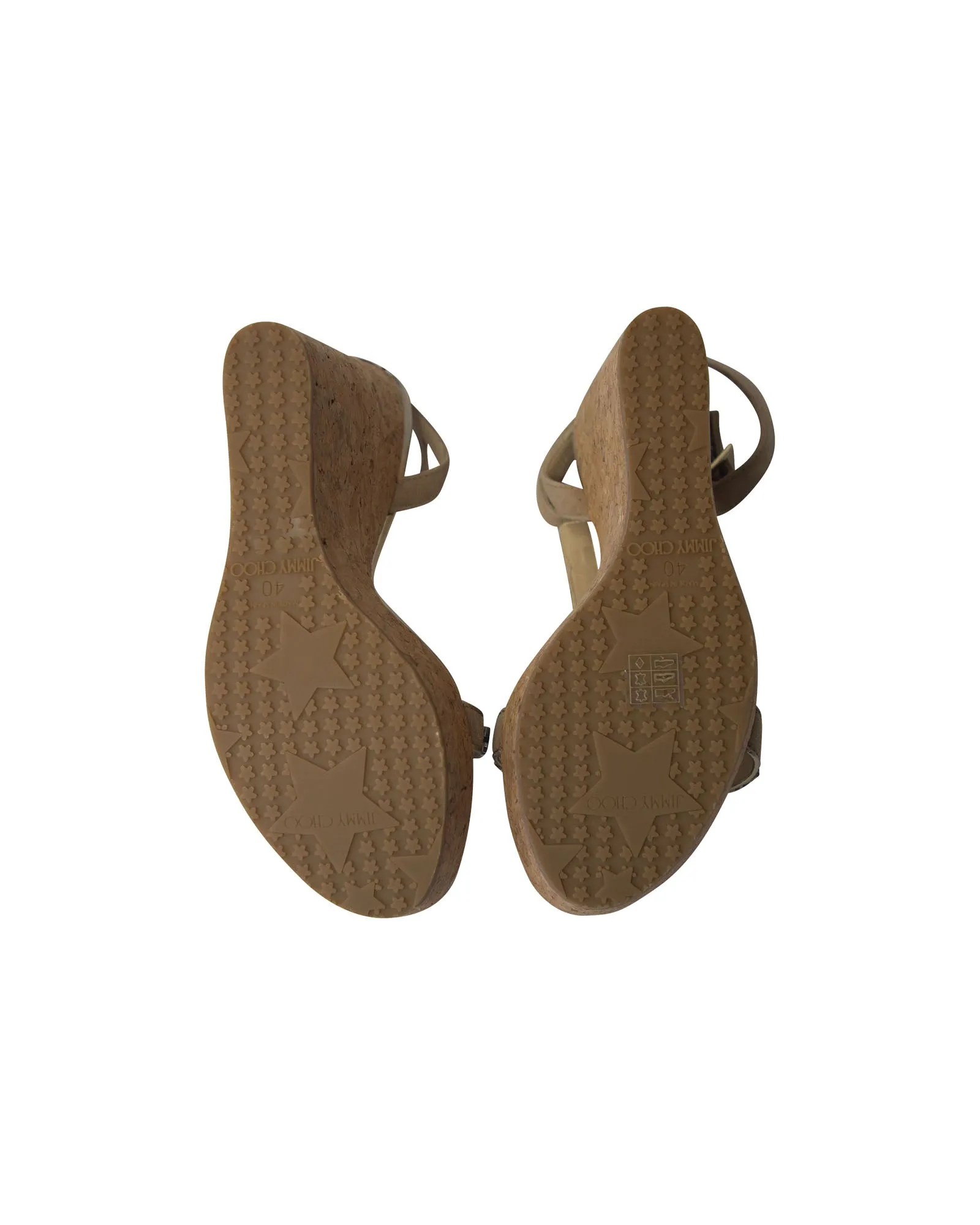 Jimmy Choo Naima Jeweled Platform Wedge Sandals in Beige Suede