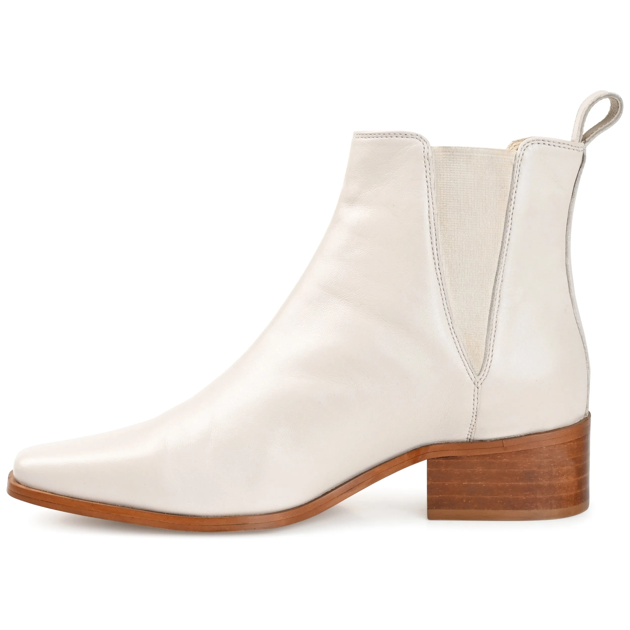 Journee Signature Womens Genuine Leather Brooklee Square Toe Stacked Chelsea Booties