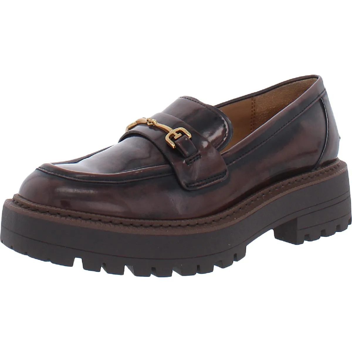 Laurs Womens Leather Lug Sole Loafers
