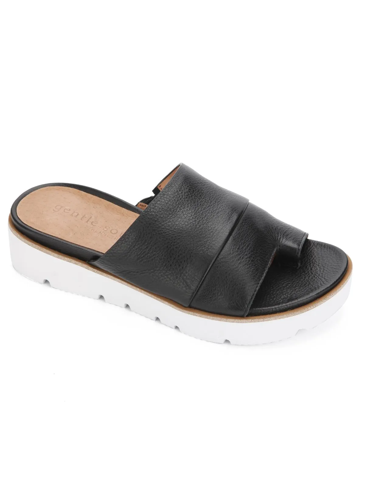 Lavern Womens Leather Slip On Flatform Sandals