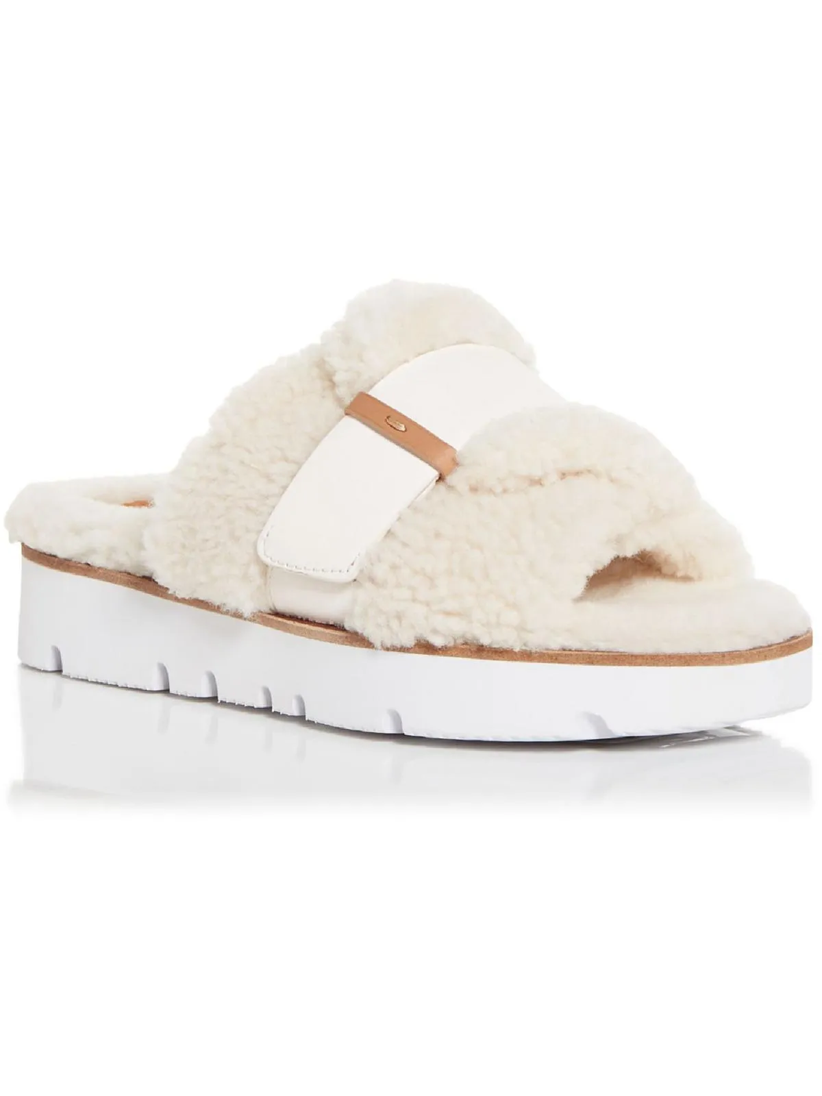 Lavern Womens Leather Slip On Flatform Sandals