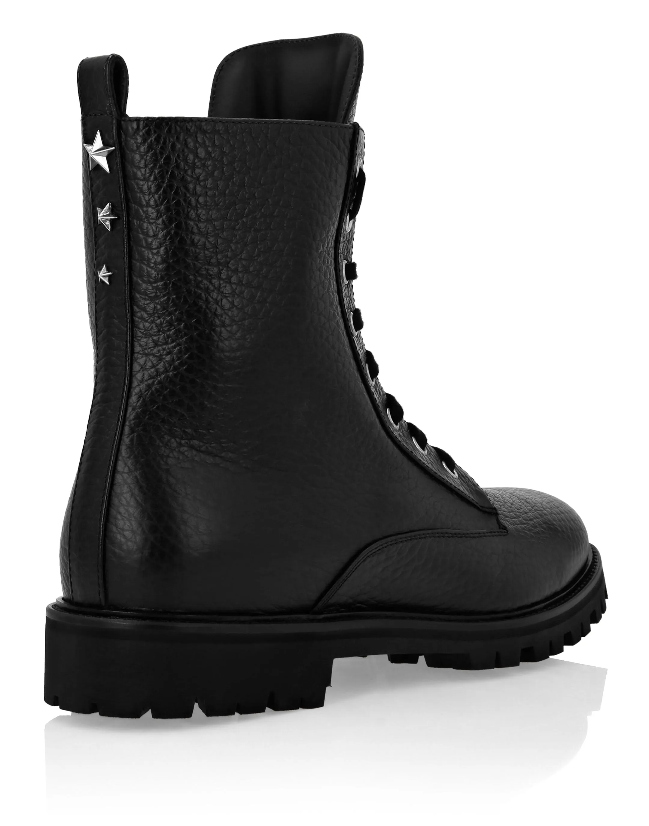 Leather Boots Low Flat stars Studs