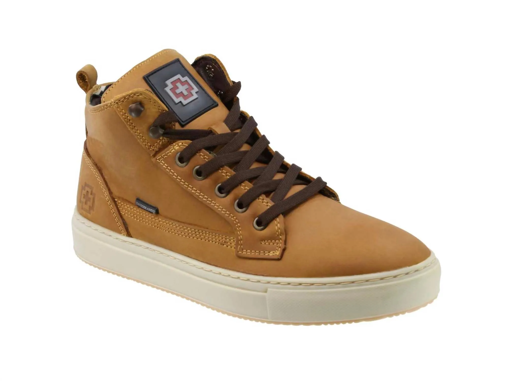 Leather High-Top Sneakers In Honey