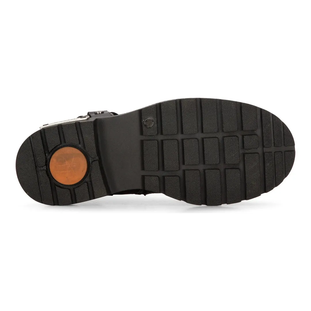 Leather Motorcycle Metal Toe Ankle Boots