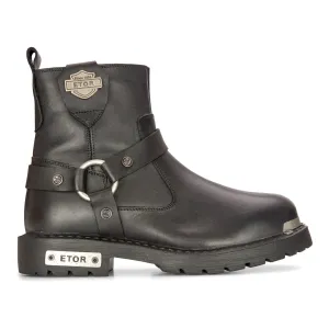 Leather Motorcycle Metal Toe Ankle Boots