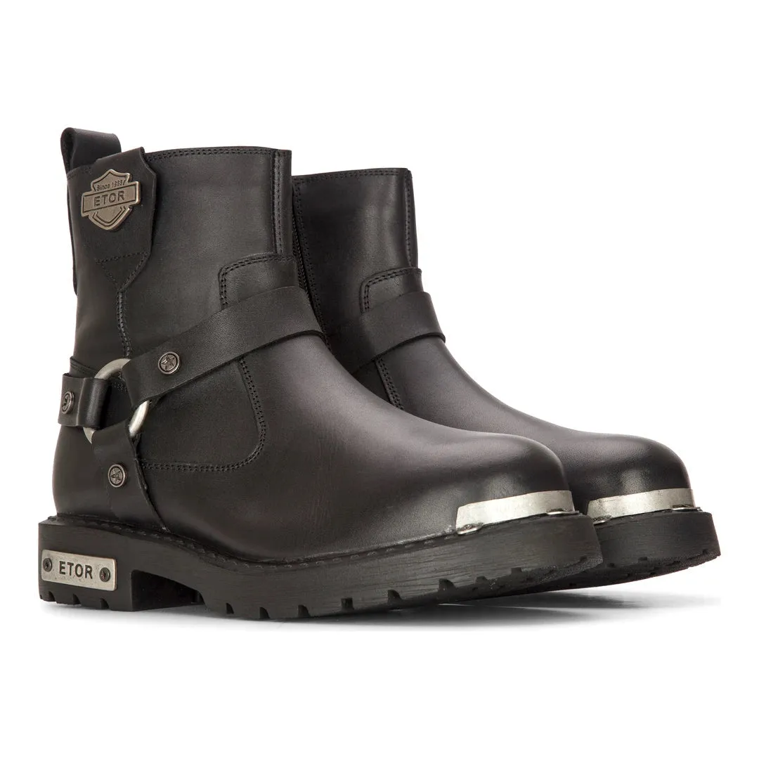 Leather Motorcycle Metal Toe Ankle Boots