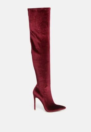 madman stretch velvet high heel boots