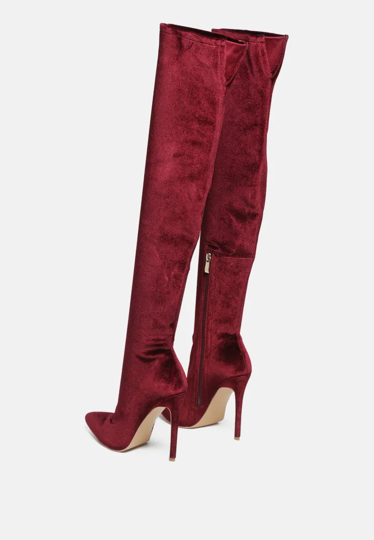 madman stretch velvet high heel boots