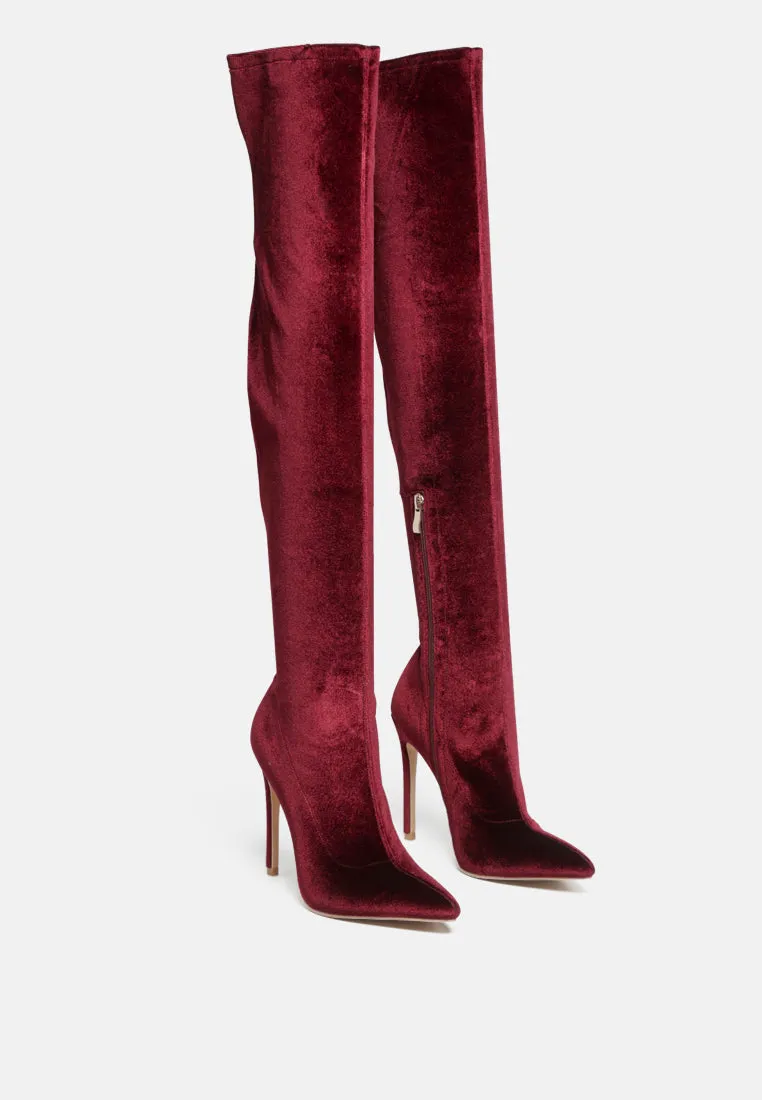 madman stretch velvet high heel boots