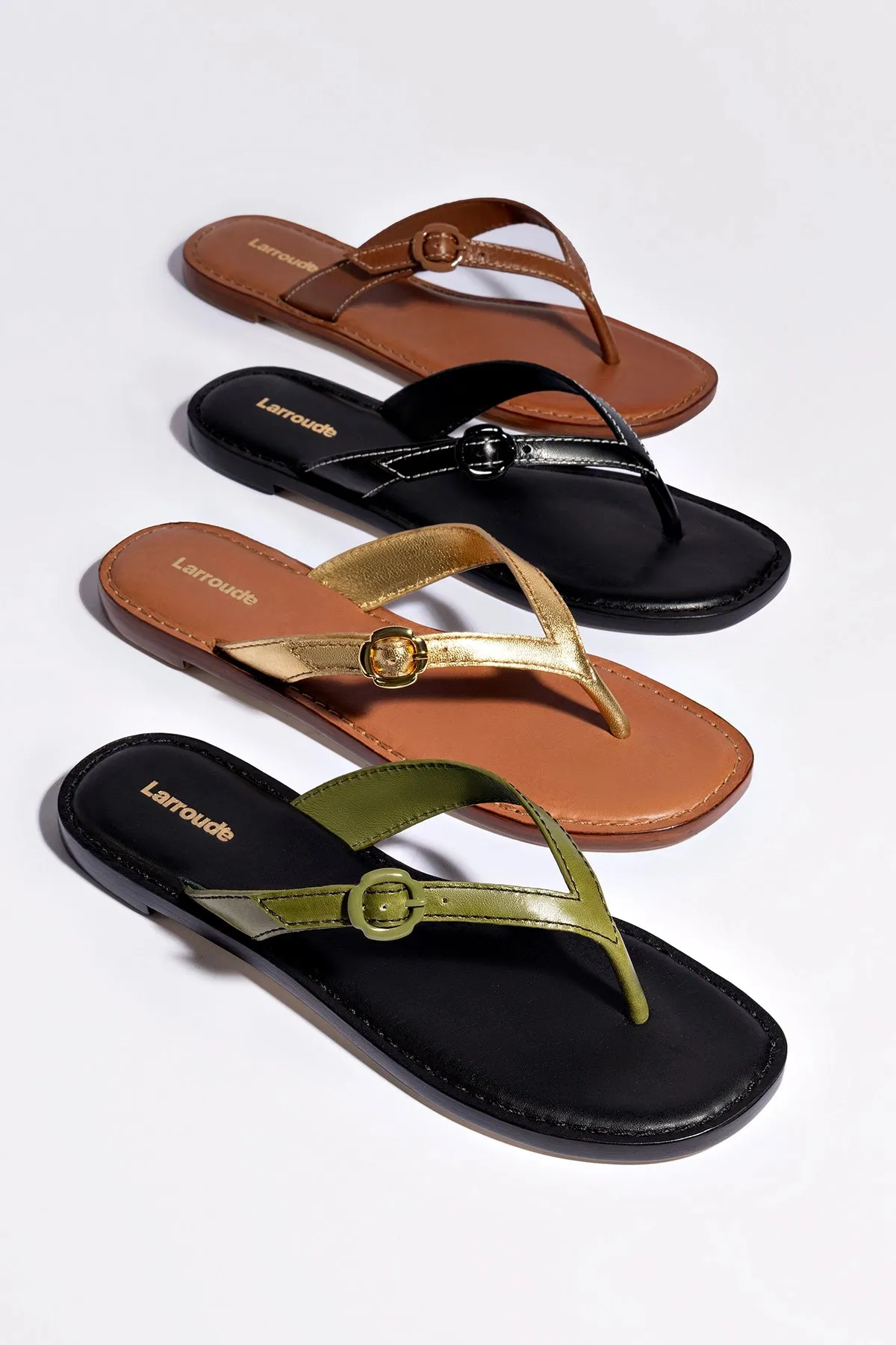 Mary Kate Flat Sandal In Seaweed Leather