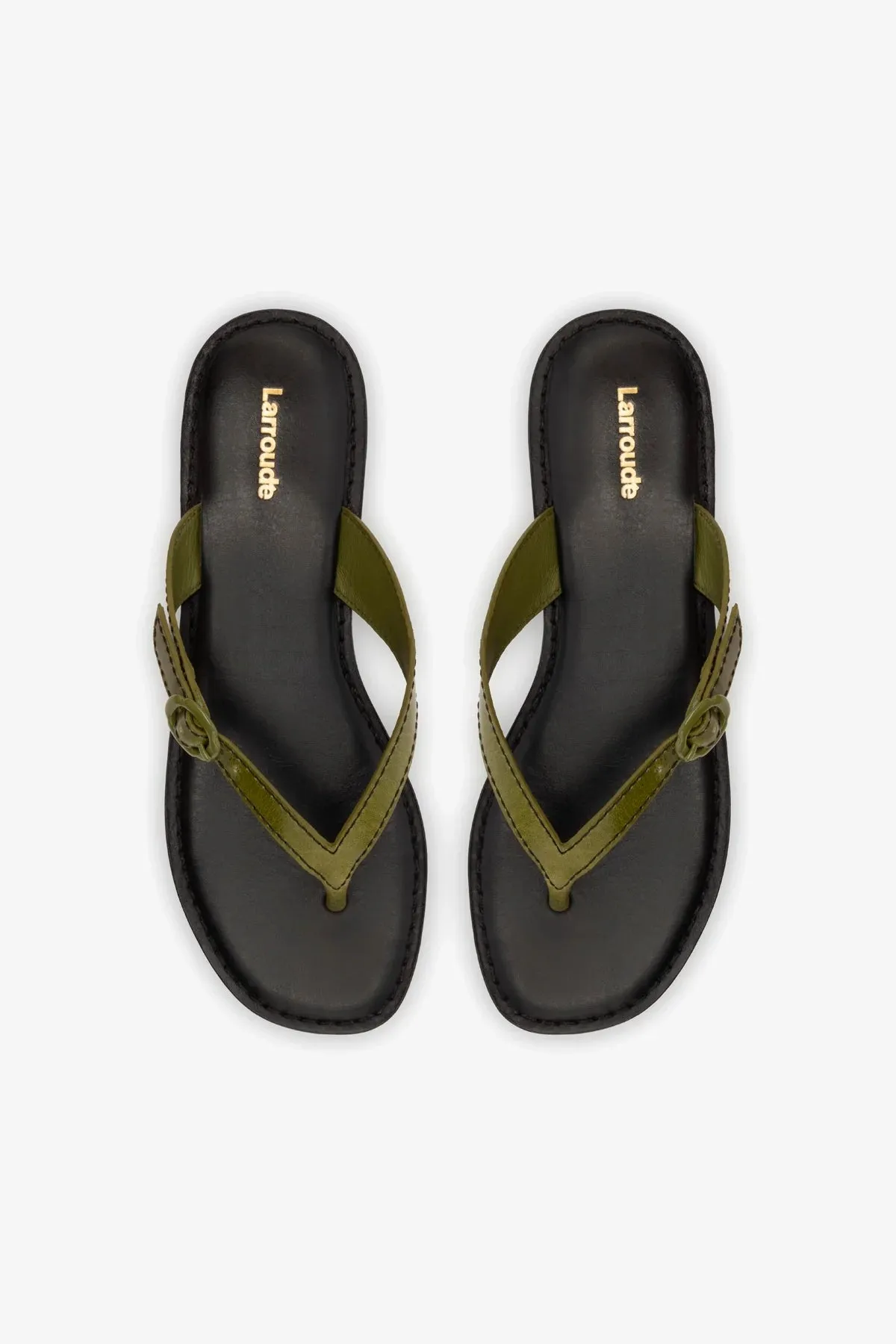 Mary Kate Flat Sandal In Seaweed Leather